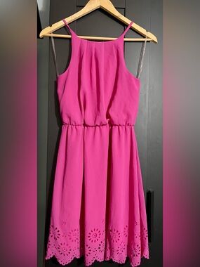 Bright Pink Sleeveless Fit-and-Flare Dress